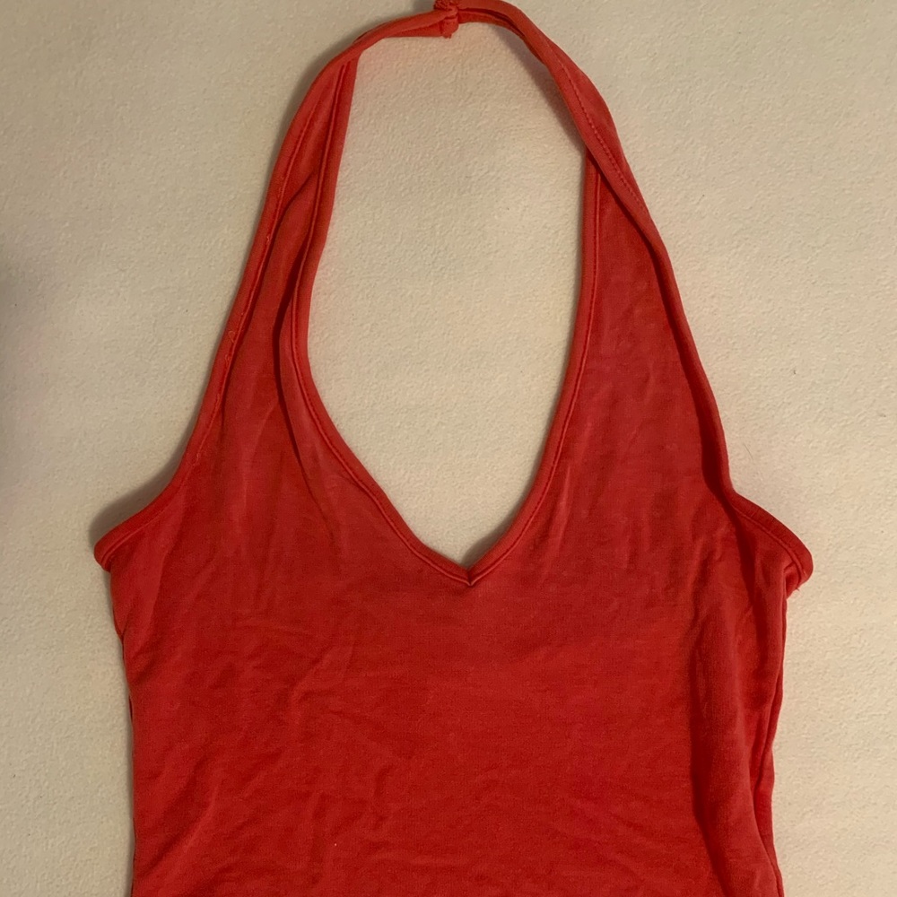 BRANDY MELVILLE RED WASHED HALTER TANK